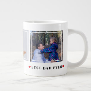 Taza De Café Gigante Mejor Papa nunca tipografía moderna 3 corazones fo