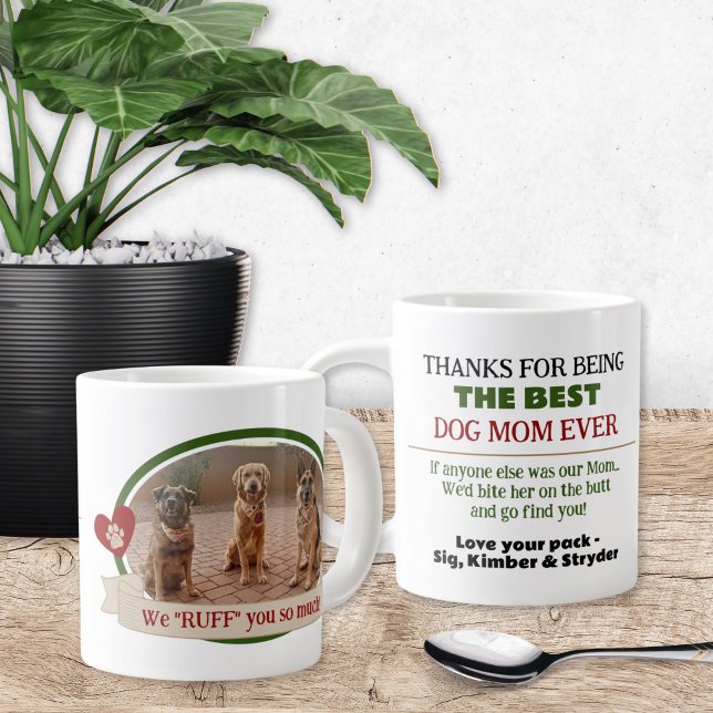 Taza De Café Gigante Mejor Perro Fotográfico Gracioso (Cute Dog Mom Mug Gift from the dogs with funny humor. Personalized coffee cup from the pets)