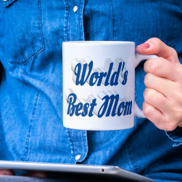 Taza De Café Gigante Mejor texto azul marino de mamá
