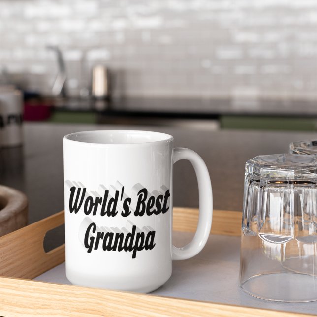 Taza De Café Gigante Mejor texto negro para el abuelo (Subido por el creador)