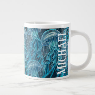 Taza De Café Gigante Melancolía azul y negra