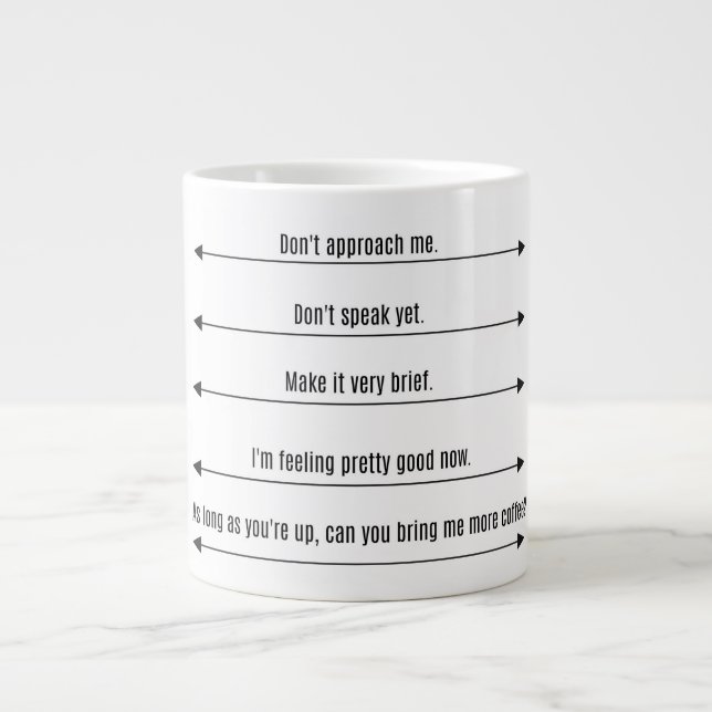 Taza De Café Gigante Melanie Mug Jumbo Blanco y Negro (Frente)