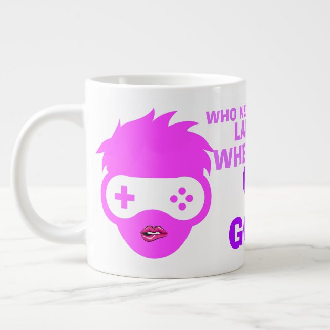 Taza De Café Gigante Meme de humor divertido de Gamer Goddess (Izquierda)