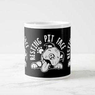 Taza De Café Gigante Meme de Pitbull, perro gracioso de Resting Pit Fac