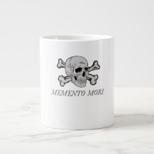 Taza De Café Gigante Memento Mori Cráneo Gris y Huesos Cruzados