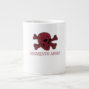 Taza De Café Gigante Memento Mori Rojo Carmesí Calavera y Huesos Cruzad