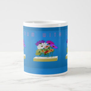 Taza De Café Gigante Mensaje a la mamá con bonito arte floral moderno e