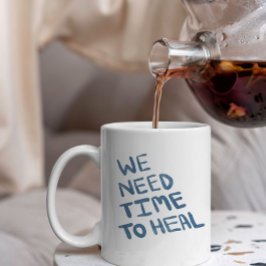 Taza De Café Gigante Mensaje curativo con letras de la mano azul semios