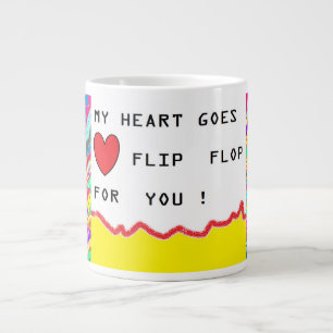 Taza De Café Gigante Mensaje romántico y arte sobre corazones