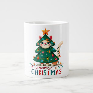 Taza De Café Gigante Meowy Funny Navidades Cat