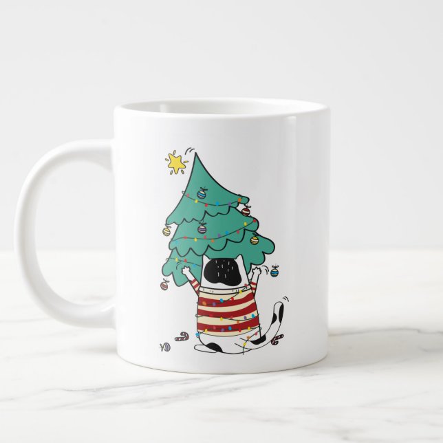 Taza De Café Gigante Meowy Navidades Funny Cat Lover (Izquierda)