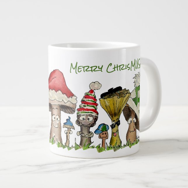 Taza De Café Gigante Merry ChrisMUSH Navidades Personalizado de hongos (Derecha)