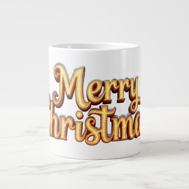 Taza De Café Gigante Merry Christmas als Goldener Schriftzug (Frente)