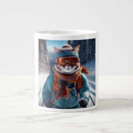 Taza De Café Gigante Merry Christmas Cat ski