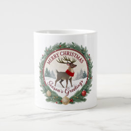 Taza De Café Gigante Merry Christmas –Majestic Winter Reindeer 🦌