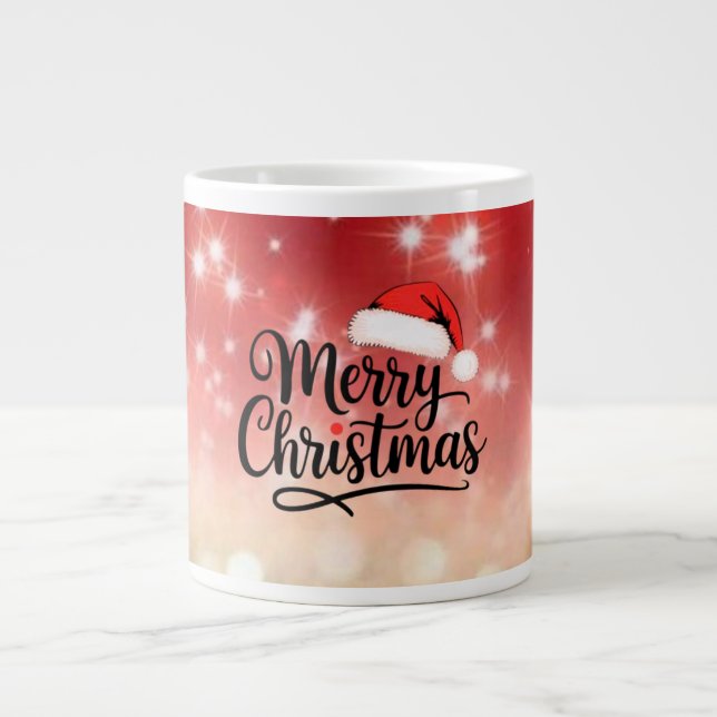 Taza De Café Gigante Merry Christmas Santa Hat Mug (Frente)