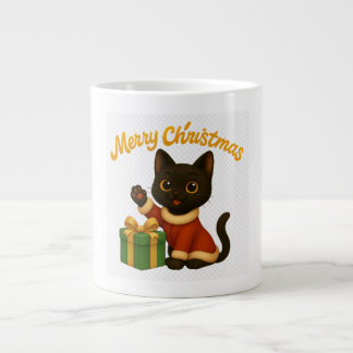 Taza De Café Gigante Merry Christmas with Emi the Black Cat