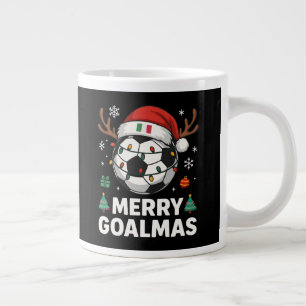 Taza De Café Gigante Merry Goalmas Italia - Navidad de fútbol divertido