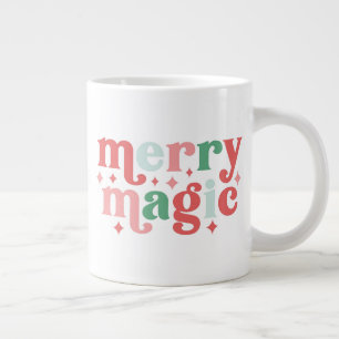 Taza De Café Gigante Merry Magic - Tipografía de vacaciones coloridas