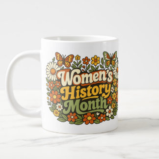 Taza De Café Gigante Mes de la Historia de la Mujer Retro 70s Floral Gr