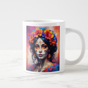 Taza De Café Gigante Mexican Catrina watercolor
