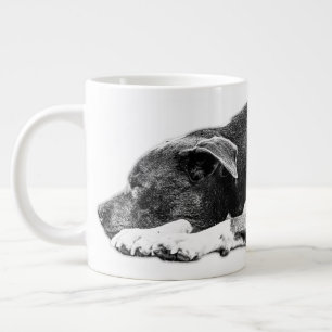 Taza De Café Gigante Mezcla de Pitbull y Mug Blanco y Negro