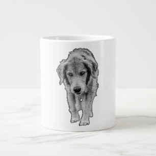 Taza De Café Gigante Mezcla de Retriever de Navidad por la Mañana