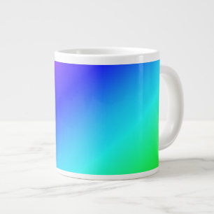 Taza De Café Gigante Mezcla diagonal azul verde arcoiris colorida