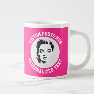 Taza De Café Gigante Mi Cara en una Personalizada de FRESAS ROSA