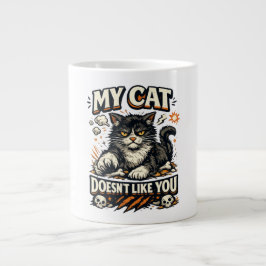 Taza De Café Gigante Mi Gato No Te Quiere Retro