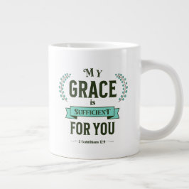 Taza De Café Gigante Mi Gracia es Suficiente Escritura Verde Azulado