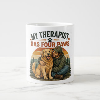 Taza De Café Gigante Mi Terapeuta Tiene Cuatro Patas Café Retriever Dor