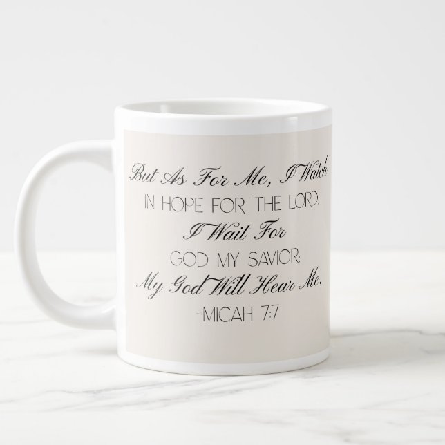 Taza De Café Gigante Micah 7:7 Hope Bible Verse Mug  (Izquierda)