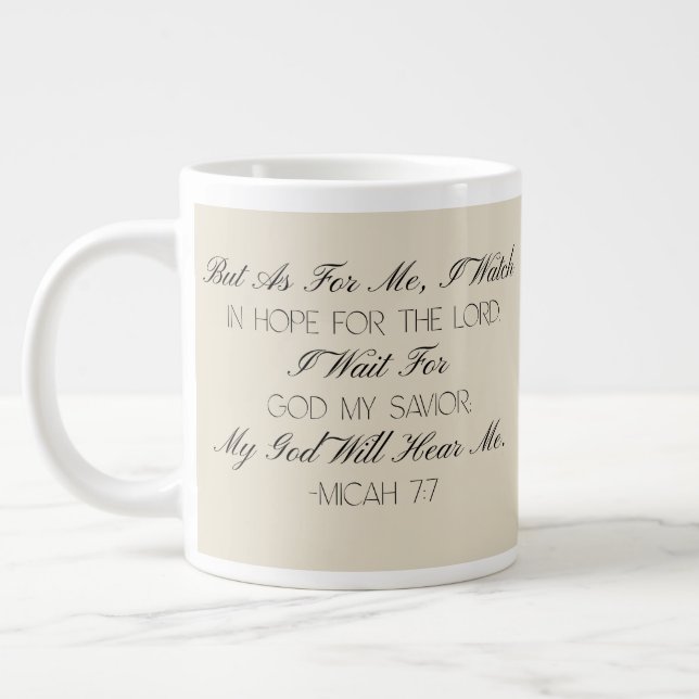 Taza De Café Gigante Micah 7:7 Hope Bible Verse Mug  (Izquierda)