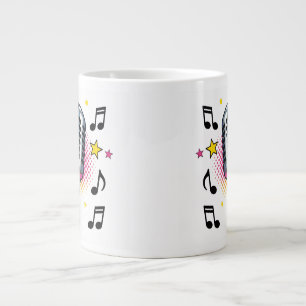 Taza De Café Gigante Micrófono pop con estrellas coloridas y notas musi