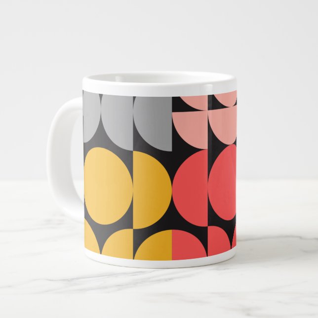 Taza De Café Gigante Mid-Century Modern Circles and Semicircles Design (Izquierda)