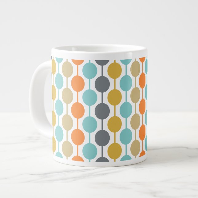 Taza De Café Gigante Mid-Century Modern Retro Geometric Circles Pattern (Izquierda)