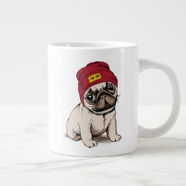 Taza De Café Gigante Minicachorro Hipster Pug (Derecha)