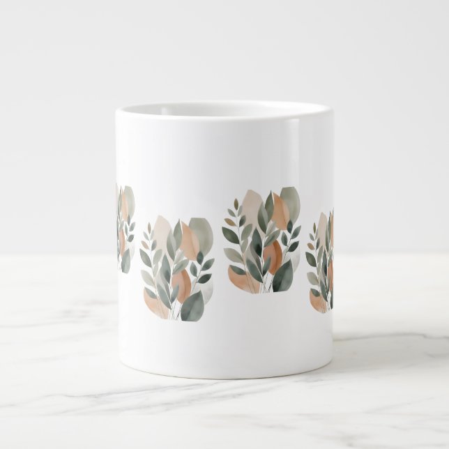 Taza De Café Gigante Minimal Botanical Leaf Pattern  (Frente)
