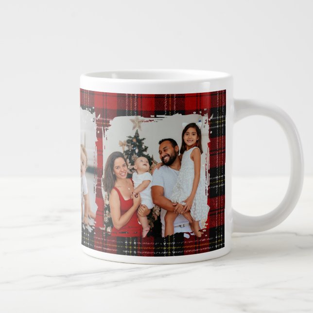 Taza De Café Gigante Minimal Modern Rustic Family Photo Christmas  (Derecha)