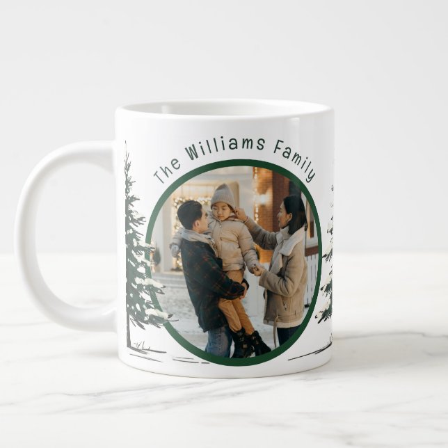 Taza De Café Gigante Minimal Snow Christmas Tree Winter Holiday (Izquierda)