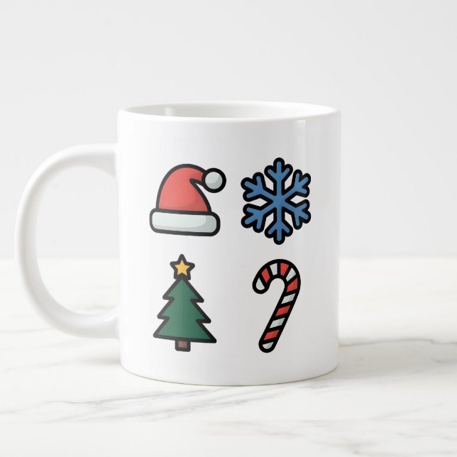 Taza De Café Gigante Minimalist Christmas Icons (Izquierda)