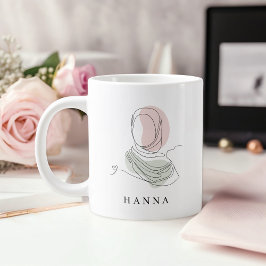 Taza De Café Gigante Minimalist Hijab Line Art Jumbo 20oz Mug | Modern