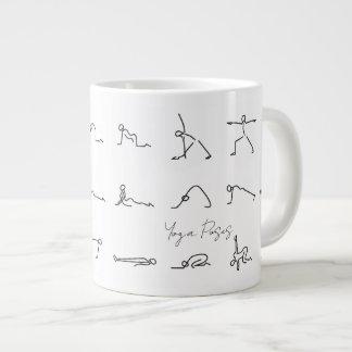 Taza De Café Gigante Minimalist Stick Figure Yoga Poses