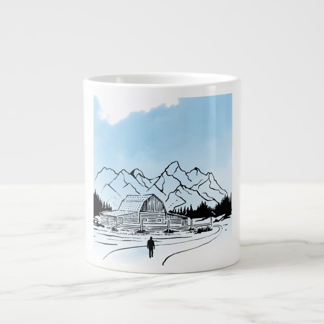 Taza De Café Gigante Minimalist Winter Mountain Adventure Jumbo Mug (Frente)