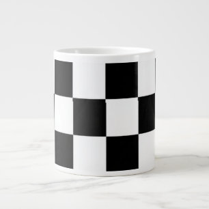 Taza De Café Gigante Minimalista Retro Cuadros – Streetwear Monocromo