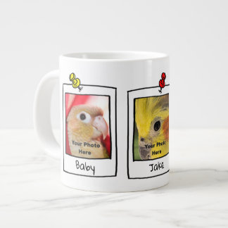Taza De Café Gigante Mis pájaros mascota retro collage de fotos persona