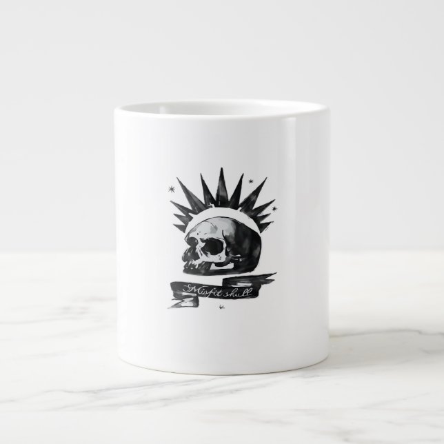 Taza De Café Gigante Misfit Skull Creative Character Art Style  (Frente)