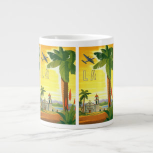 Taza De Café Gigante Misión vintage de Los Ángeles, California con palm