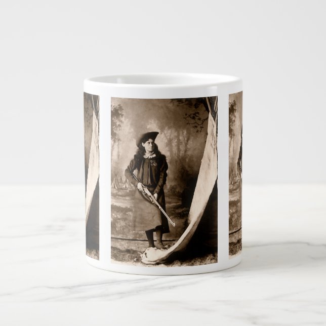 Taza De Café Gigante Miss Annie Oakley con un retrato fotográfico vinta (Frente)